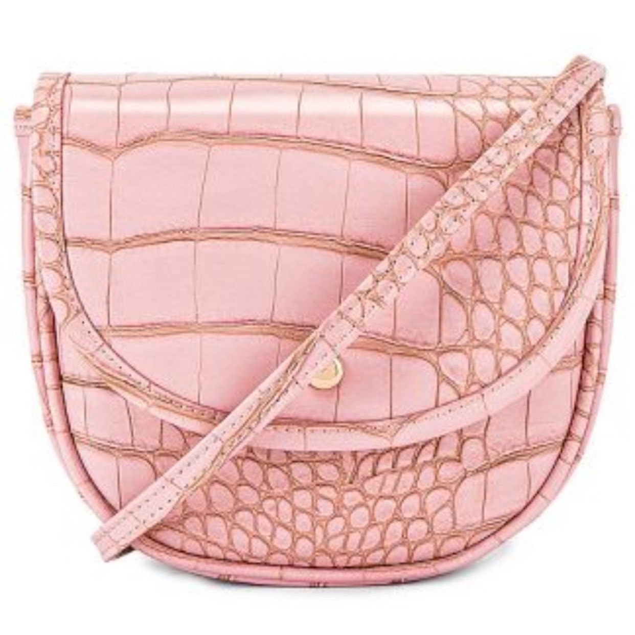 L’academie Blush Pink Tavi Mini Croc-Embossed Leather Crossbody Bag